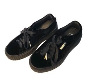 PUMA x FENTY Rihanna CREEPER Velvet Platform Sneaker Shoes Black Women 6.5 EUC